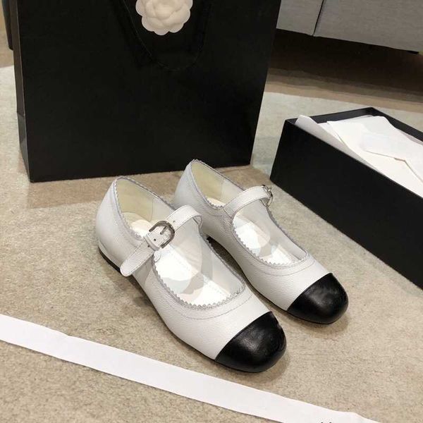 

shoes xiaoxiangfeng 2023 new color matching flat sole single one line buckle mary jane women's round head ballet shoes women, Black
