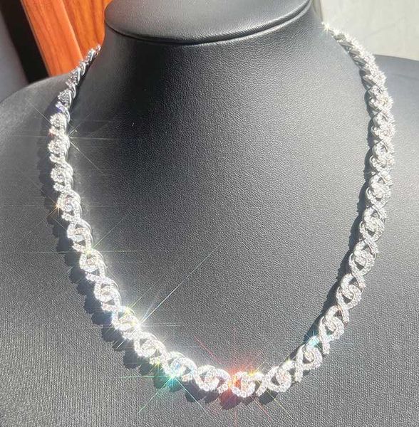 

designer jewelry rts wholesale mens cuban chain 9mm wide micro setting moissanite miami cuban chain rapper bracelet necklace, Silver