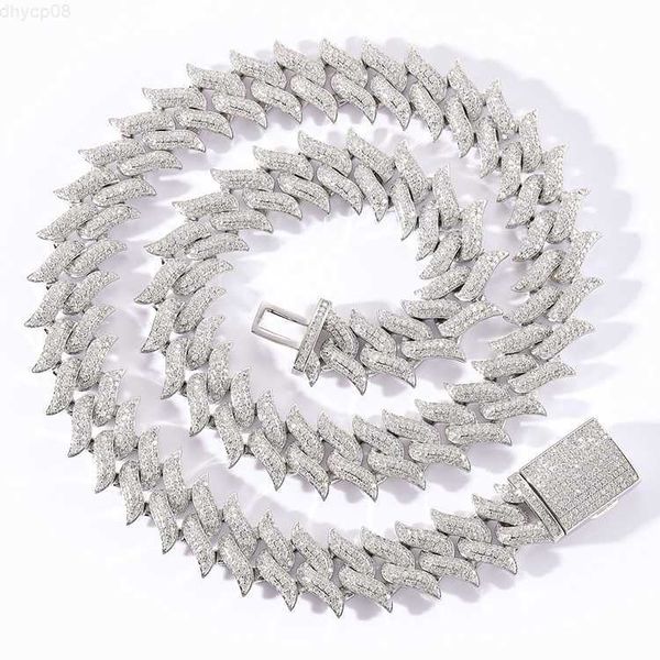 

designer jewelry spiked shape 12mm 16mm wide cuban chain jewelry 925 solid silver moissanite cuban link chain mans hip hop necklace