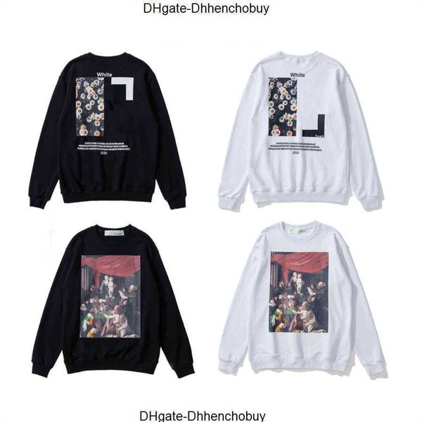 

2022 %60 off style trendy fashion sweater painted arrow crow stripe loose hoodie men's and women's t-shirts offs white ltpw 4doo, Black