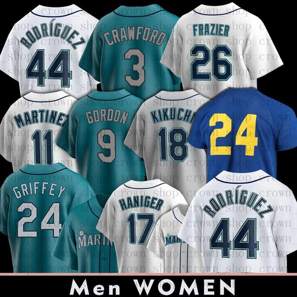 

24 ken griffey jr mariners baseball jerseys 44 julio rodriguez 21 steven souza jr jesse winker eugenio suarez adam frazier abraha286x, Blue;black