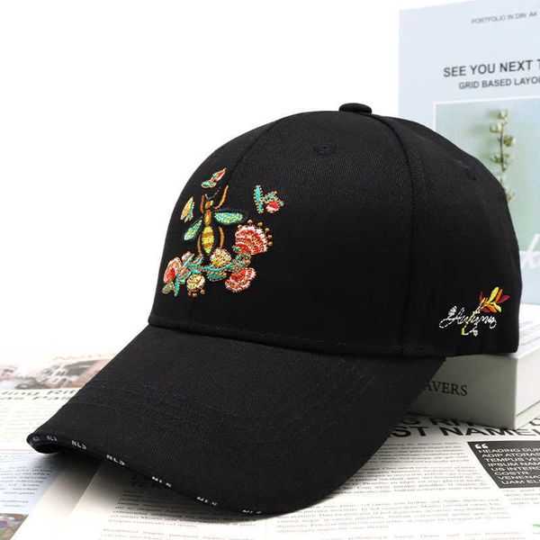 

ball caps brand women's floral baseball cap spring summer casual cotton bee embroidery snapback caps for women bone gorras q1161j230227, Blue;gray