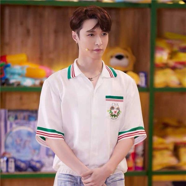 

casablanca men designer shirt men and women tennis flower sicilian hawaiian short sleeve shirt with, White;black