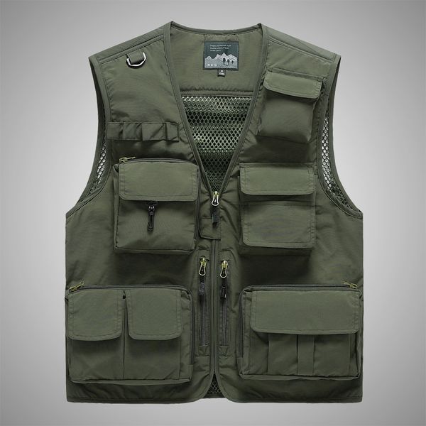 

men's vests pography advertising fishing mountaineering travel multipocket waistcoat outdoor mesh detachable back pocket vest 230225, Black;white