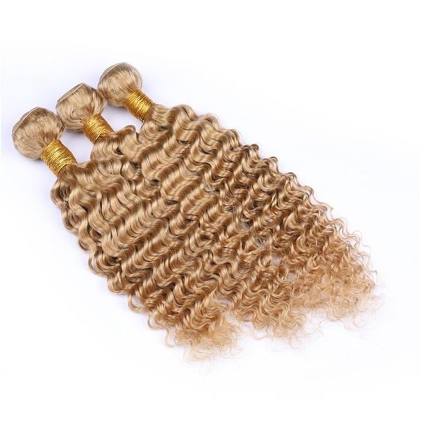 

honey blonde brazilian hair bundles deep wave color 27 human hair bundles strawberry blonde deep curl extensions blonde wavy hair 344h, Black;brown