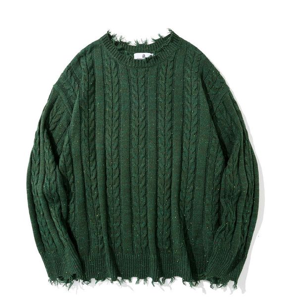 

men's polos green hole ripped knitted sweaters men women streetwear hip hop pullovers jumper ins fashion oversized winter clothes 23022, White;black