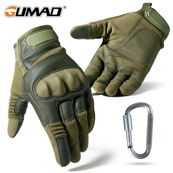 

sports gloves pu leather tactical gloves touch screen hard shell full finger glove army military combat airsoft driving bicycle mittens men, Black