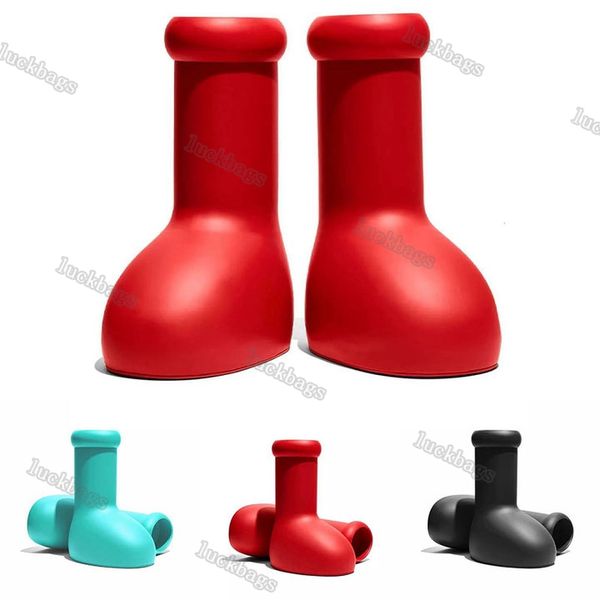 

2023 mschf big red boot designer men women astro boy platform size boots thick bottom non-slip booties rubber rain parent-child family park, Black