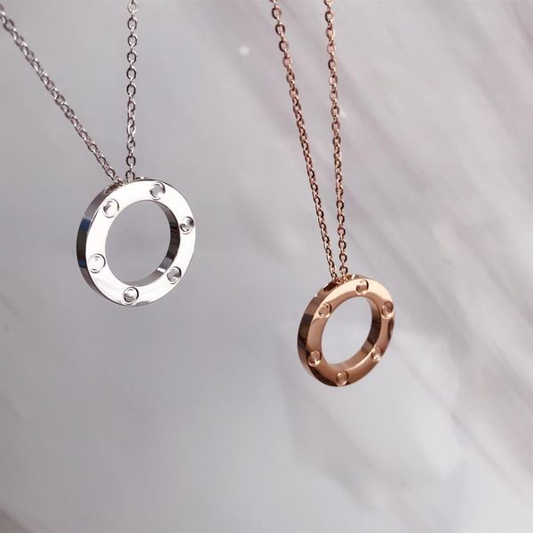 

luxury new year stainless steel jewelry ring necklace six nails no diamond love necklace pendant luxury wild fashion perfect two c317w, Silver