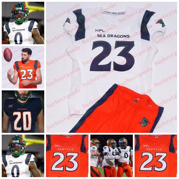 

football jerseys custom 2023 seattle sea dragons jersey josh gordon ben dinucci harrison frost steven montez jaylon redd michal menet chris, Black;red