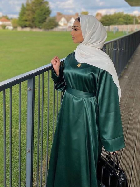 

ethnic clothing plain muslim abaya dress dubai ramadan eid casual abayas for women turkish hijab satin islamic dresses modest clothes kaftan, Red
