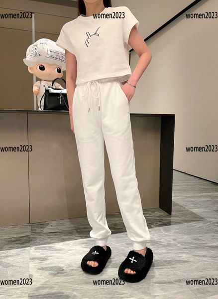 

tracksuits women sportswear lady casual outfit 2pcs t-shirt with round neck and lanyard pants summer outdoor size s-l new arrivals feb25, Gray