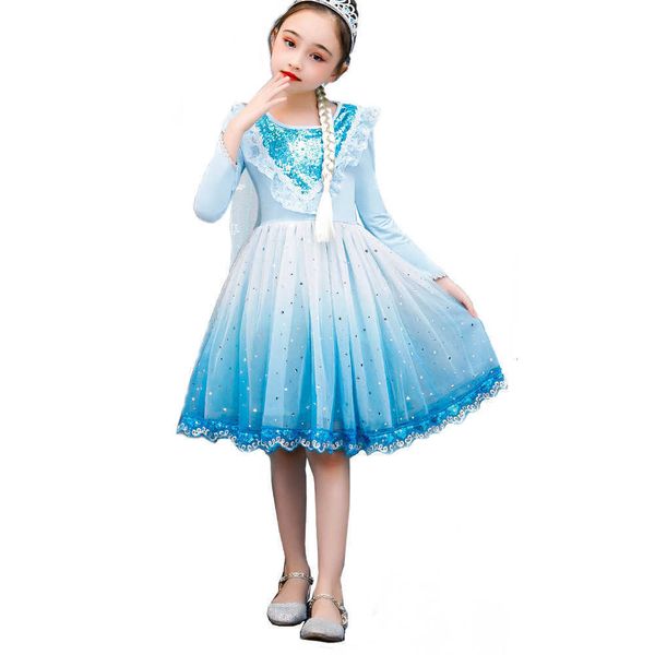 

autumn and winter new long sleeved aisha skirt halloween snow and ice strange fate aisha princess skirt girl skirt mesh 1ess, Blue