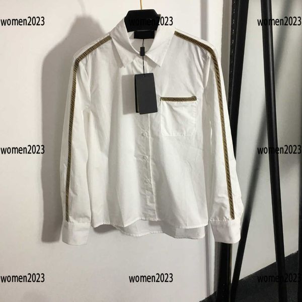 

women shirt lady blouse size s-l chest pocket letter webbing product new arrivals label complete feb23, White