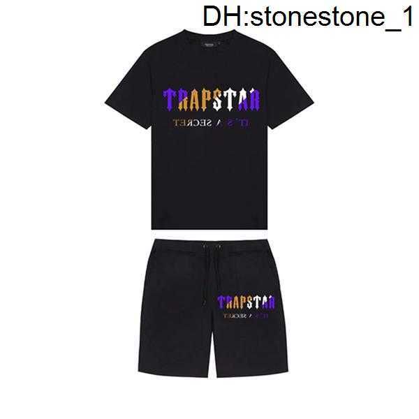 

22ss new 9 colors trapstar mens t shirt and short london street fashion brand suit casual sport shirts neck collar without label 9rjzs, White;black