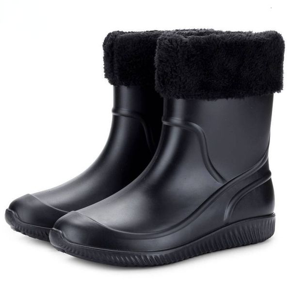 

rain boots men rain boots mid-calf waterproof work boot spring fall fishing boots men keep warm winter rain shoes botas hombre 230227, Black;red