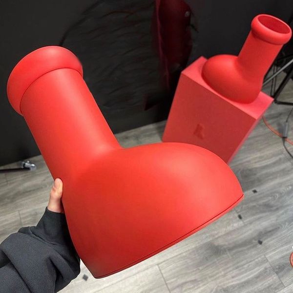 

2023 new big red boots astro boy mens women non-slip rain boots thick bottom round heads booties size 35-44, Black