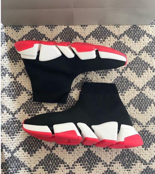 

with boot balencigas runners walking women speed 2.0 men bicolor sole casual sneakers shoes mid triple black white blue knit soft trainers 3