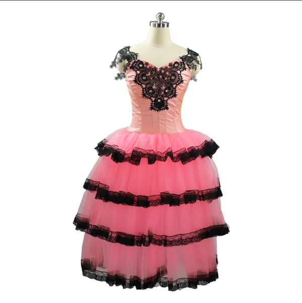 

stage wear don quixote ballet dress women 4 layers of soft tulle long skirt dark pink black romantic tutu dress for girls performance jnbl21, Black;red
