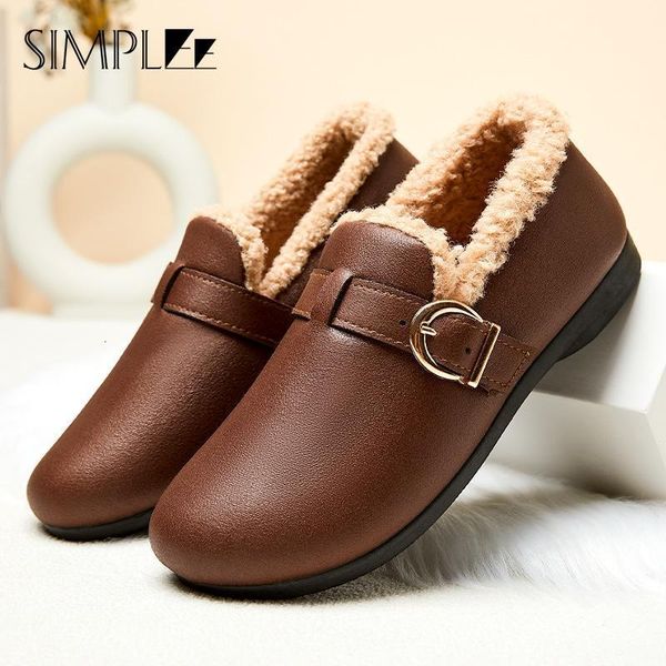 

dress shoes winter flats cotton shoes for women soft sole keep warm slip-on shoes fur plush fleece non-slip loafers female walking footwear, Black