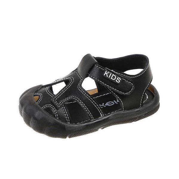 

chil1en's baotou sandals super soft chil1en's shoes summer baby beach shoes infants hollow out anti kick toddler shoes, Black