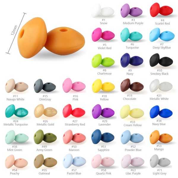 

500pcs 12mm lentil silicone beads bpa baby teethers pearl for teething necklace diy charming nursing toys baby care soother