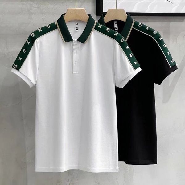 

m-4xl men's t-shirts polos short sleeve designer wave languages embroidery classic couples t-shirts summer fashion man clothing street, White;black