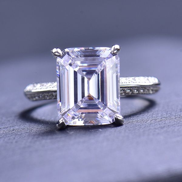 

with side stones luomansi 8x10mm 5ct emerald cut d ring with gra certificate 100 s925 sterling silver jewelry wedding party gift 230225