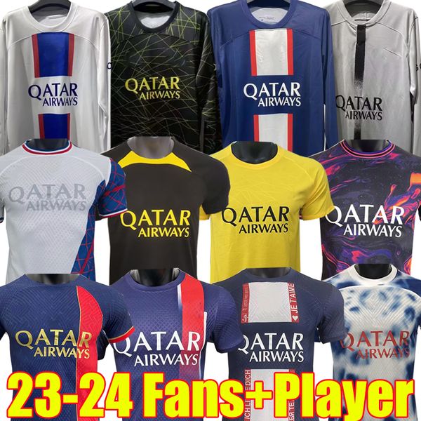 

23/24 training shirt fans player version soccer jerseys psgs maillot de foot 2023 2024 hakimi mbappe fourth verratti marquinhos kimpembe ram, Black;yellow
