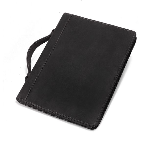 

briefcases 100 genuine leather portfolio for ipad pro retro portable business journal document a4 cover bag men multifunction briefcase 2302