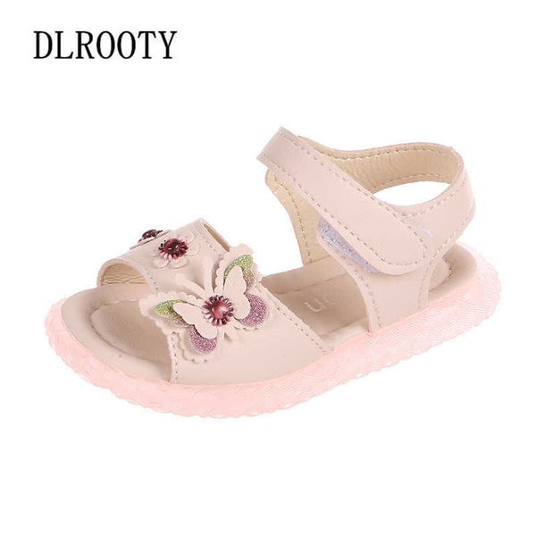

sandals summer children sandals shoes girls butterfly flower princess kids party fashion beach hook loop flat toddler baby breathable z0225, Black;red