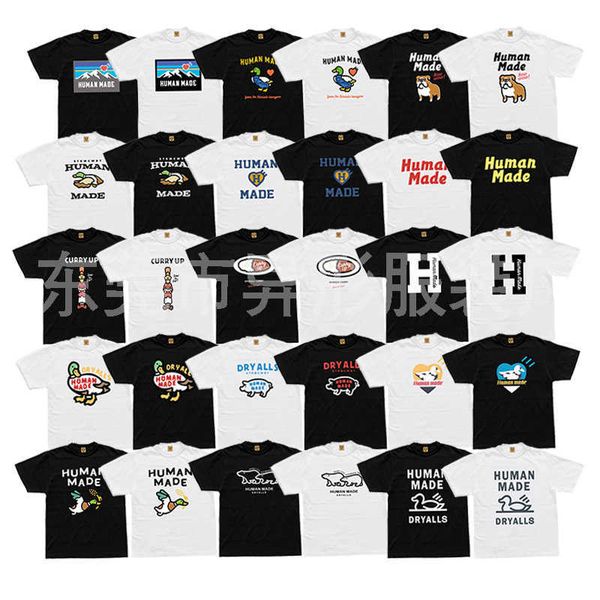 

men's t-shirts human tee made cotton summer 2023 leisure casual nigo cartoon duck print t-shirt loose round neck short sleeve women&#03, White;black