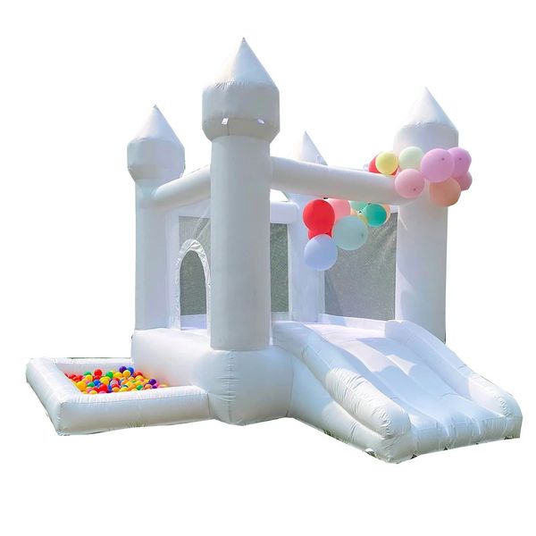 

9x9x7ft soft play inflatable white bounce house with slide ball pit party used inflatable mini bouncy castle with blower to your