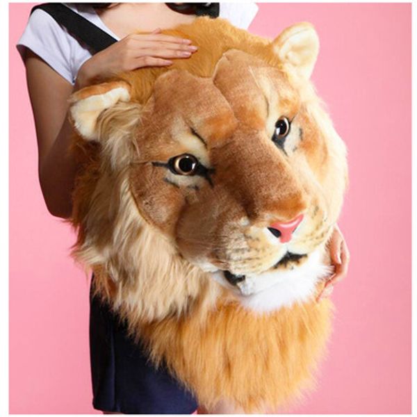 

school bags anime backpack plush tiger lion leopard panda black bear cosplay man tiger head furry bag woman school halloween 230227