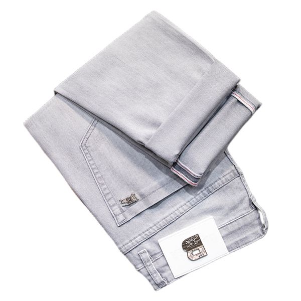 

men's jeans spring summer thin slim fit european american high-end brand small straight double f pants q9543-3, Blue