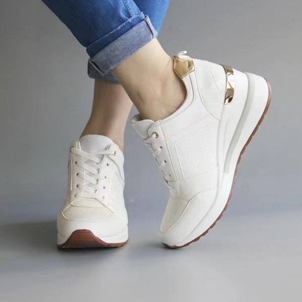 

dress shoes 2023 european and american large sports casual shoes thick soled slope heel round head cross strap for women 3543 230227, Black