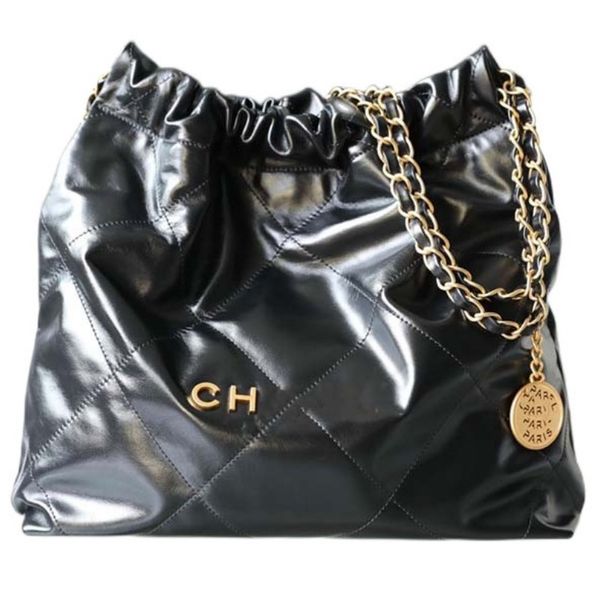 

bags 2022 latest designer leather drawstring chain genuine lady crossbody bag for women fashion chains handbags the leather has a metallic s