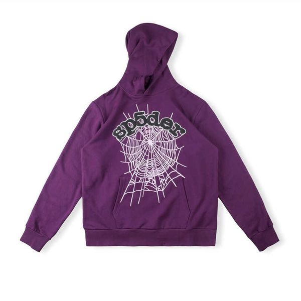 

men's hoodies sweatshirts sp5der 555555 purple flash letter spider web printed cotton men's and women's hoodieuwhdvy6rqcjy, Black