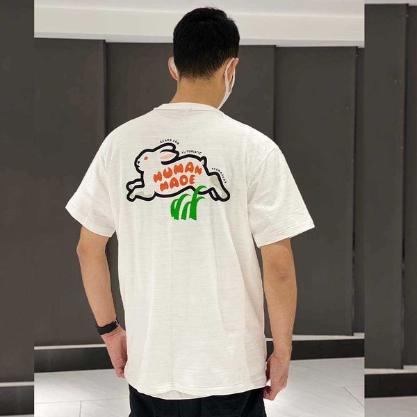 

men's t-shirts human tee made cotton summer 2023 leisure casual bucket rabbit seamless slub short sleeve couple t-shirt, White;black