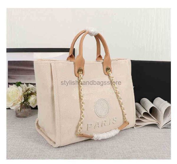 

new designer handbags pearl beach bag canvas portable high-capacity fashion trend women bags y220708