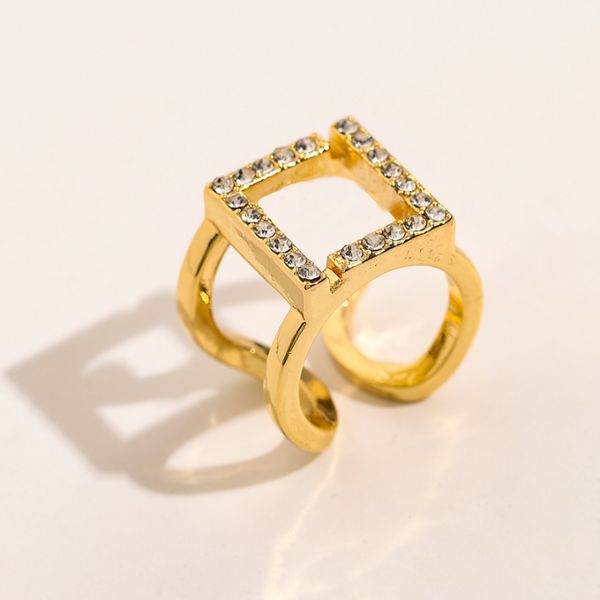 

lovers gold rings european fashion designer ring for women lady party gift engagement jewelry adjustable open hollow out rings fashion, Slivery;golden