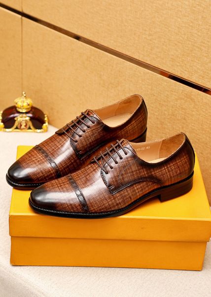 

2023 men dress shoes genuine leather brand designer oxfords mens footwear fashion brogue shoes business formal flats size 38-45, Black