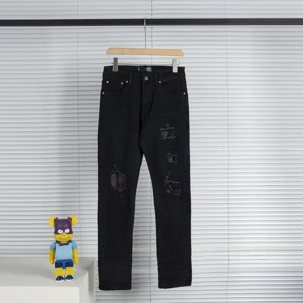 

mens jeans embroidery pants fashion holes mens designer cross pants classic hip hop trousers designer jeans distressed ripped biker, Blue
