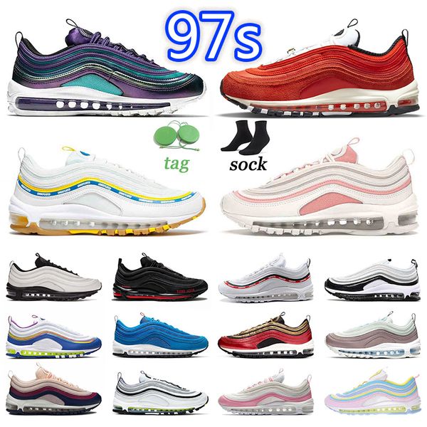 

luxury running shoes 97s men women sneakers 97 outdoor traniners silver bullet red leopard mschf x inri jesus pink white glace blanche black