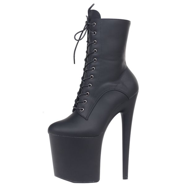 

boots jialuowei ins style 20cm extreme high heels platform lace up pole dancing ankle side zip 512 230227, Black