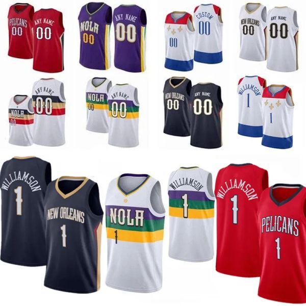 

men basketball jerseys zion 1 williamson nop pelican new orlean brandon ingram cj mccollum jonas valanciunas larry nance jaxson hayes kira l, Black