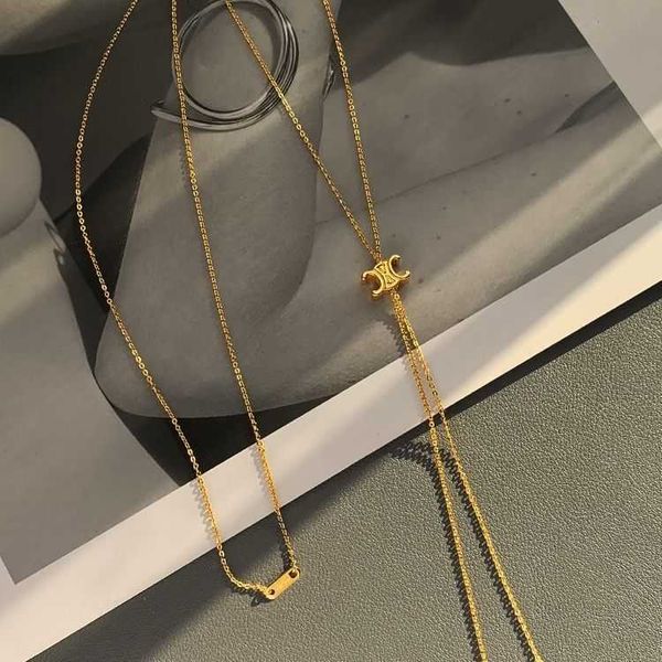 

designer cel necklace long pullable tassel necklace women's design small people light luxury sweater chain 1ftm, Silver