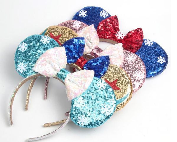 

hair accessories mouse ears headband sequins bows charactor for women festival hairband girls partyhair, Slivery;white
