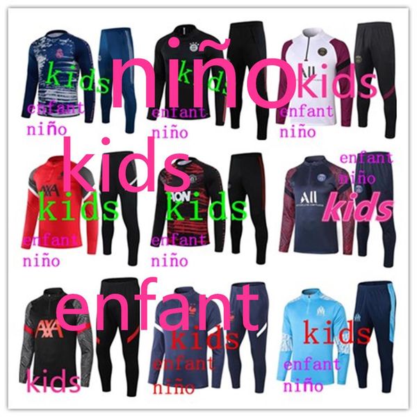 

20 21 kids tracksuit set boys football training soccer training suit 2020 2021 enfant survetement de foot jogging child a9999309k, Black