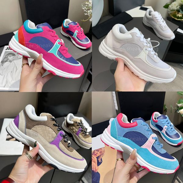 

designer casual shoes classic men women calfskin vintage suede sneakers reflective trainer platform sneaker print leisure 35-45, Black